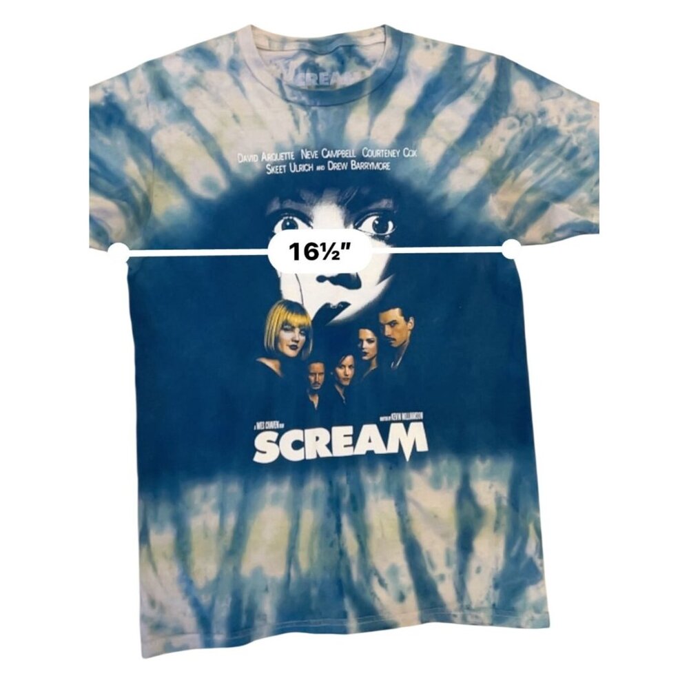 Scream Movie Poster Tie-Dye Graphic T-Shirt - Blue & Grey - Size Small Ghostface - Picture 3 of 6